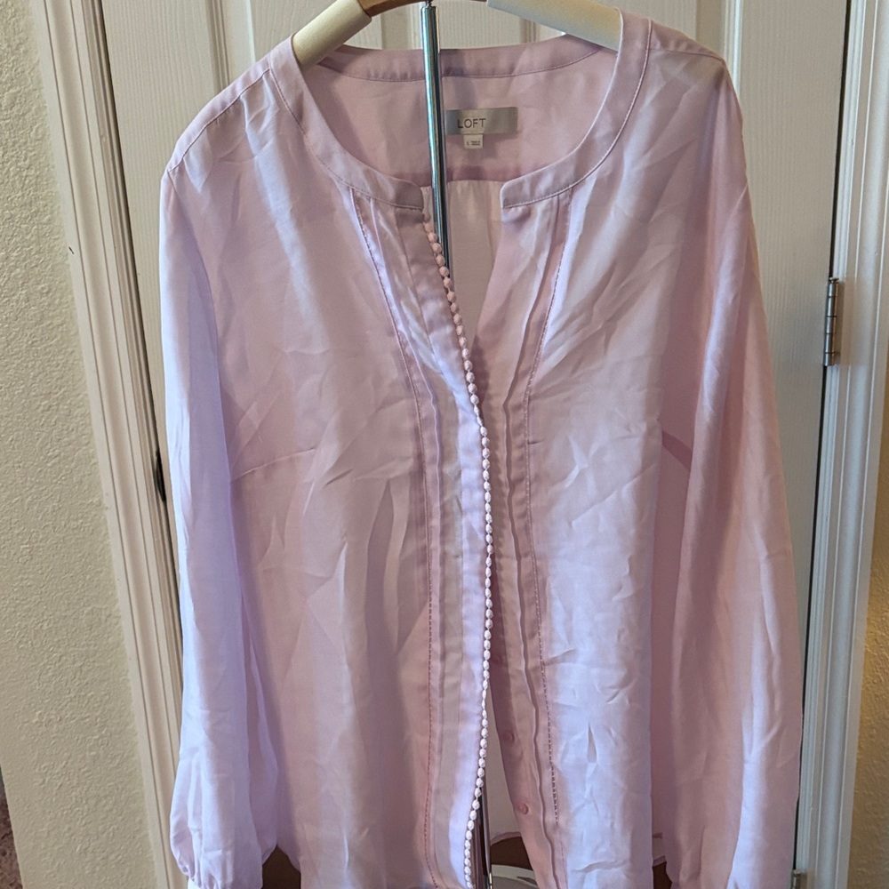 Loft Lavender Button-Down Blouse - image 4